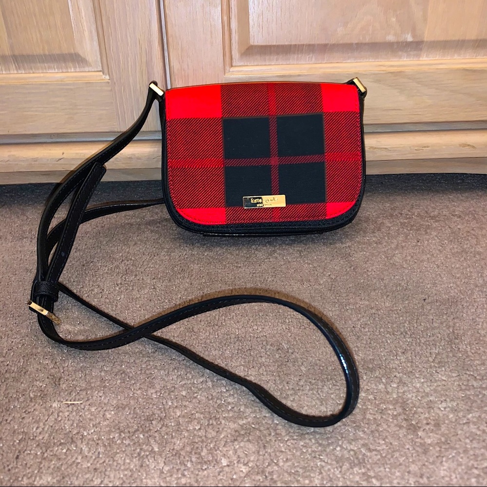 Kate Spade Red & Black Plaid Crossbody Bag